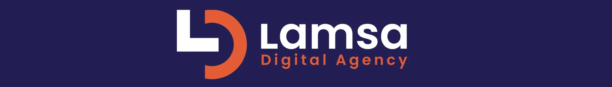 Lamsa Digital logo with a stylized "L" in white and orange on a dark blue background.